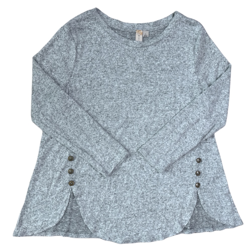Misia Gray Long Sleeve Light Weight Soft Tunic Top Women’s Size Large